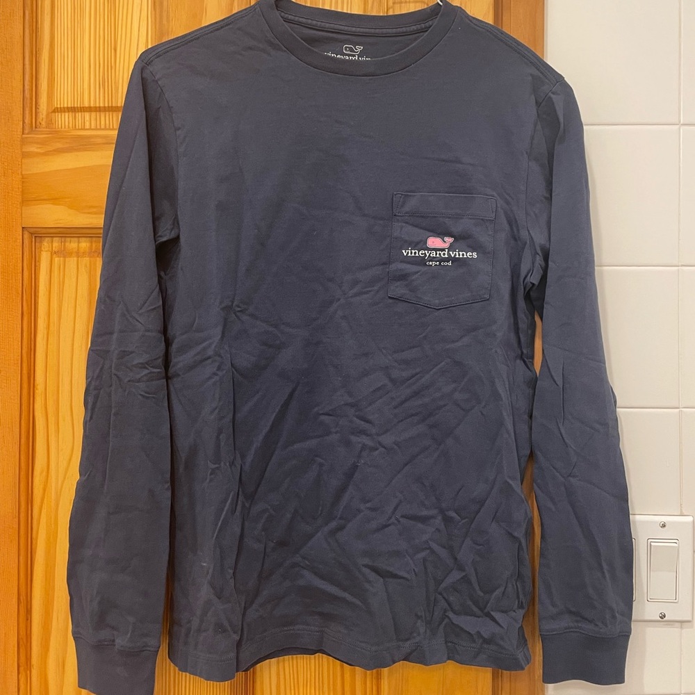 Vineyard Vines Mens Vintage Long Sleeve Tee, Navy Size XS